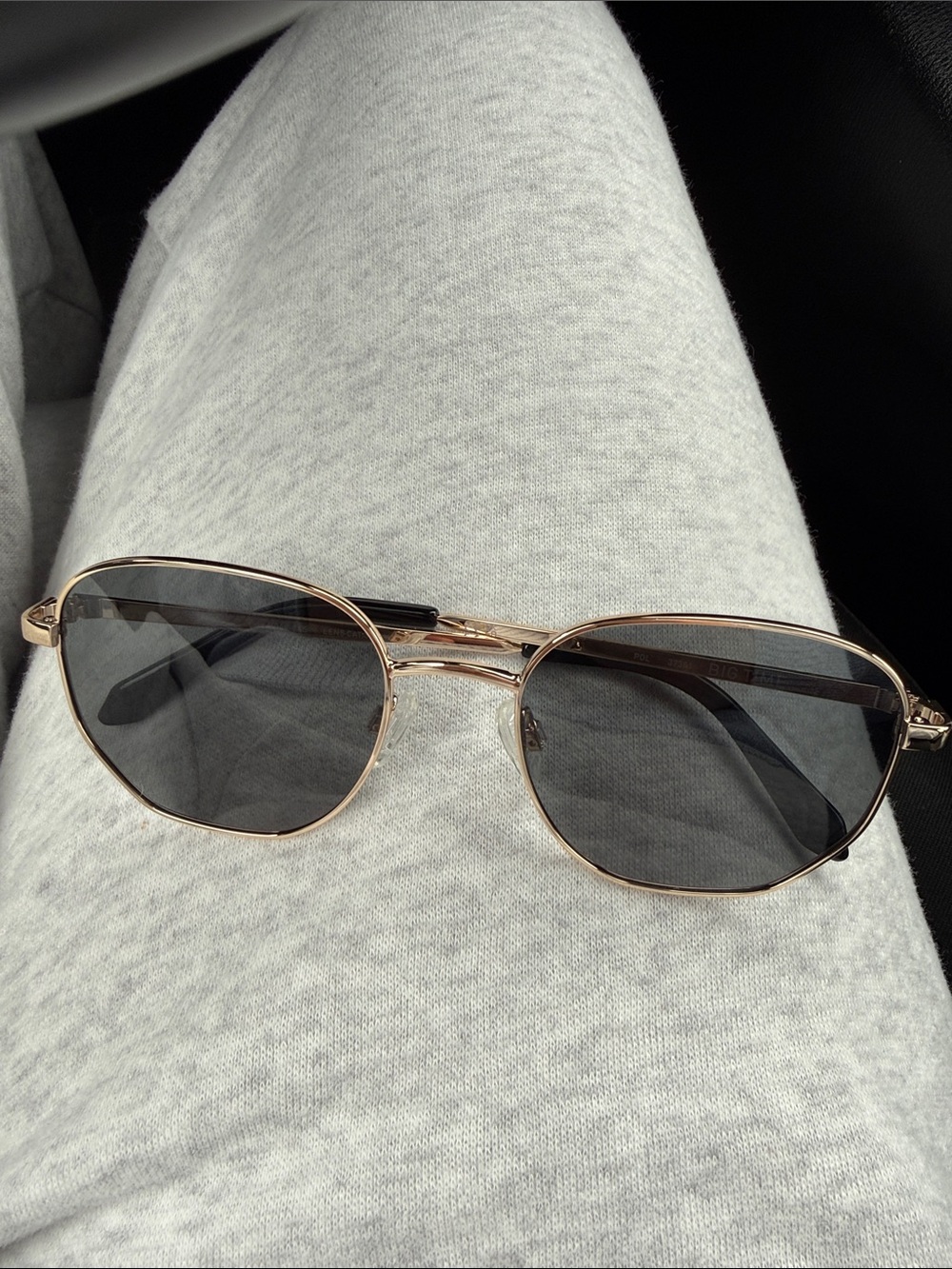 Quay Big Time Gold Frame / Smoke Polarized Lens Polarized Sunglasses